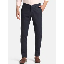Blackberrys Men Striped Slim Fit Mid Rise Trousers-picture-24