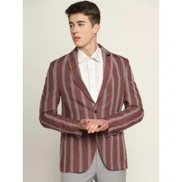 Blackberrys Men Striped Slim-Fit Single-Breasted Blazer-picture-14