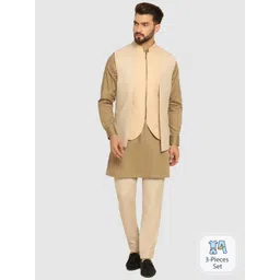 Blackberrys Self Design Longline Bandgala Suit with Nehru Jacket-picture-23