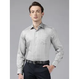 Blackberrys Slim Fit Windowpane Checked Pure Cotton Formal Shirt-picture-18