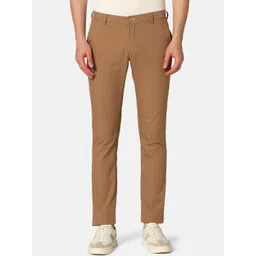 Blackberrys TechPro Men Striped Slim Fit Mid-Rise Wrinkle Free Cotton Chino Trousers-picture-33