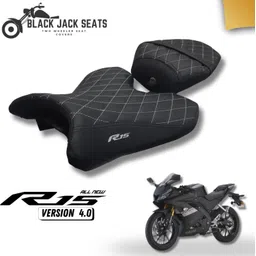blackjackseats R15 V4/M Premium Diamond Cut design with white nylon thread seat Cover Split Bike Seat Cover For Yamaha R15-picture-10