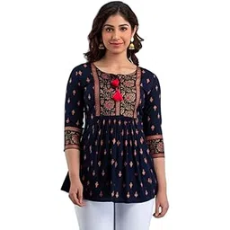 blacksandwhite Women Printed Rayon Top with Half Sleeves for Office Wear | Casual Wear Top for Women/Girls-picture-13