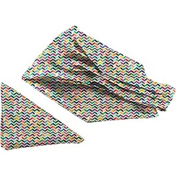 Abstract Multicolors Printed Satin Neckwear Ascot and Matching Pocket Square Set for Men-image-4