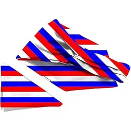 blacksmith BLACKMITH Satin Red, Royal & White Stripe Printed ascot stole & matching pocket square set for men-picture-21