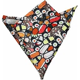 Sushi Printed Pocket Square Black-image-44