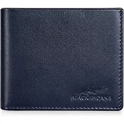 blackthorne Genuine Leather RFID Blocking Wallet for Men with ID Window, 10 Card Slots and Zipper Coin Pocket (Navy Blue)-picture-21