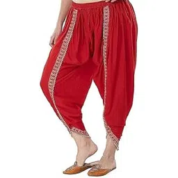 blagon Present Full Length Free Size (28 Till 36) Embroidery Lace Solid Red Color Dhoti Pant for Women | Rajasthani Style | Plain Rayon Regular Fit Dhoti (Pack Of 1)-picture-16