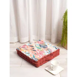 BLANC9 2-Pcs Orange & Blue Ethnic Motifs Printed Square Floor Cushions-picture-14