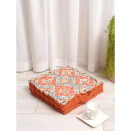BLANC9 Blue & Orange Meditating Girl Printed Square Floor Cushion-picture-19