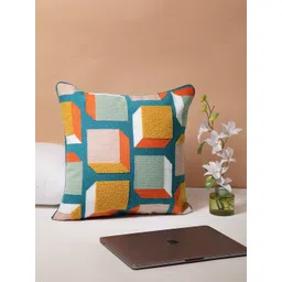 BLANC9 Blue & Yellow Single Geometric Square Cushion Covers-picture-26