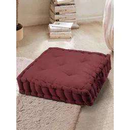 BLANC9 Maroon Solid Cotton Square Floor Cushion-picture-31