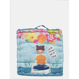 BLANC9 Orange & Blue Ethnic Motifs Printed Floor Cushion image 3