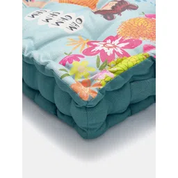 BLANC9 Orange & Blue Ethnic Motifs Printed Floor Cushion image 4