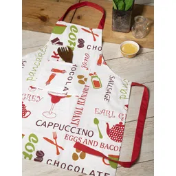 BLANC9 Unisex White & Red Printed Cotton Apron-picture-25