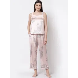 BLANC9 Women Peach-Coloured & Grey Printed Night suit-picture-23