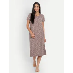 BLAZON Floral Printed Pure Cotton Midi Nightdress-picture-35