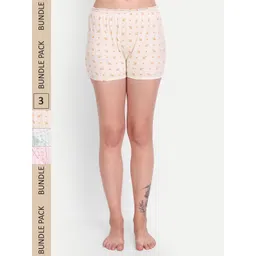 BLAZON Women Pack of 3 Cotton Printed Lounge Shorts-picture-34