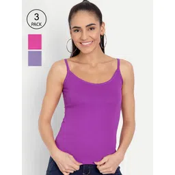 BLAZON Women Pack Of 3 Solid Cotton Camisoles-picture-41