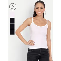 BLAZON Women Pack of 5 Solid Cotton Camisoles-picture-39