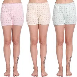 blazon Women's 100% Super Combed Cotton Hosiery Bloomers - Pack of 3 - Anti-Chafing - Multicoloured - Perfect for Cycling, Yoga, Walking & Lounging - Boxer/Boy Shorts/Under Skirt Shorts-picture-30