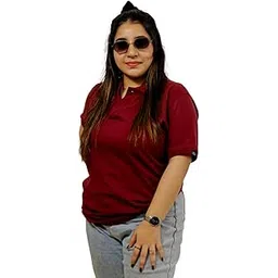 blendculture Maroon Cotton Polo Tshirt for Women-picture-49