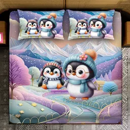 blenzza deco 250 TC Cotton Blend Super King Printed Flat Bedsheet-picture-16