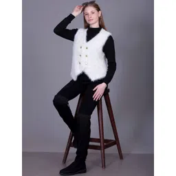 BLESSINTIMATES Women Sweater Vest with Fuzzy Detail-picture-13