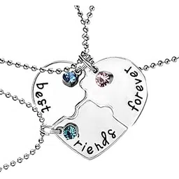 bling queen Women's Silver Plated Best Friends Forever Pendant Necklaces, Unique Gifts for Friends, Friendship Day Gifts, Friendship Charm Necklaces, Half Heart Pendant Necklace, Group Necklace-picture-25