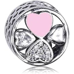 bling queen Women's Silver Plated Zirconia Embossed Heart Shaped Charms-picture-54