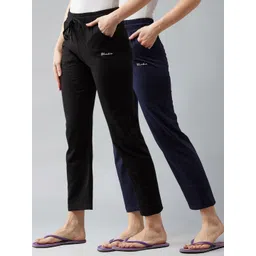 blinkin Pack of 2 Women Solid Blue, Black Track Pants-picture-20