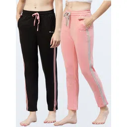 blinkin Pack of 2 Women Striped Black, Pink Track Pants-picture-12