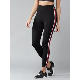 blinkin Striped Women Red, Black Tights-picture-24