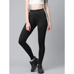 Blinkin Women Black & Charcoal Grey Solid High-Rise Gym Tights-picture-21