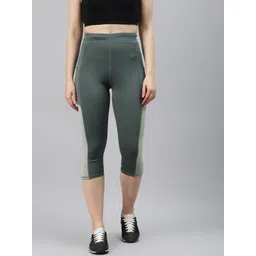 Blinkin Women Green 3/4th High Waist Training Tights With Side Pockets-picture-30