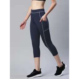 Blinkin Women Navy Blue Solid Three Fourth Tights-picture-16