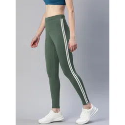 Blinkin Women Olive Green Rapid Dry Tights With Side Stripes-picture-10