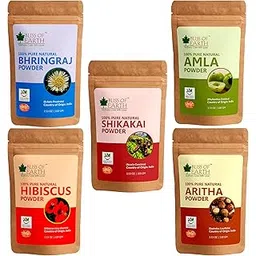 Bliss of Earth Amla, Reetha, Bhringraj, Shikakai, and Hibiscus Powder for Hair Growth & Hair Mask 100gm Pack of 5-picture-13
