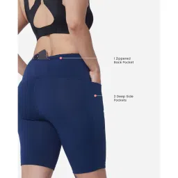 blissclub Bliss Club Women Navy Blue The Ultimate Cycling Shorts with 2 Pockets image 4