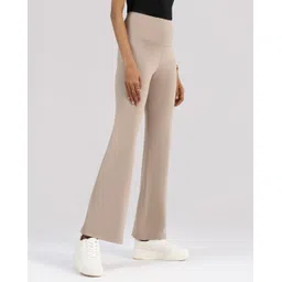 blissclub Ultimate Flare Pants, Lite - Regular Women Regular Fit Grey Cotton Blend Trousers-picture-13