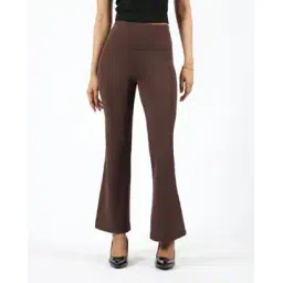 blissclub Women High-Rise Flared Trousers with Elasticated Waist-picture-14