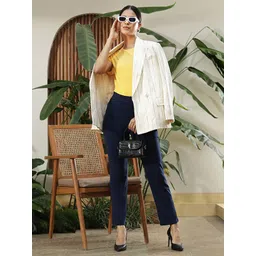 Blissclub Women Relaxed Straight Leg Straight Fit High-Rise Wrinkle Free Trousers-picture-40