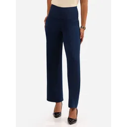 Blissclub Women Straight Fit High-Rise Wrinkle Free Trousers-picture-27