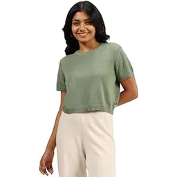 blissclub Women's Solid Regular Fit T-Shirt-picture-21