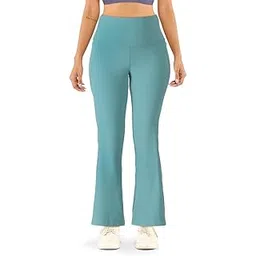 BlissClub Women's High Rise Regular (Flow Flare Pants_Tanya Teal_3XL)-picture-25