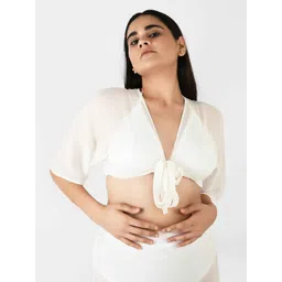 Blissence Women Solid Overlapping Swim Cover up Top-picture-21