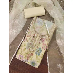 Blissta Embellished Organza Unstitched Dress Material-picture-31