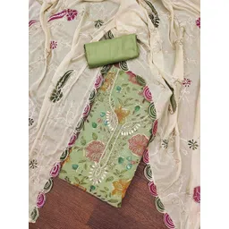 Blissta Floral Embellished Organza Unstitched Dress Material-picture-40