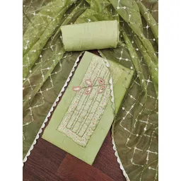 Blissta Floral Embroidered Beads & Stones Banarasi Cotton Unstitched Dress Material-picture-24