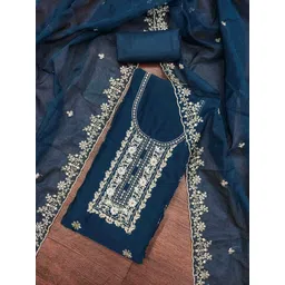 Blissta Floral Embroidered Organza Unstitched Dress Material-picture-34